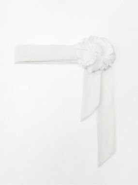 Zara White Floral Accent Scarf Wrap